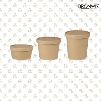 8 Oz Brown Kraft Paper Containers With Paper Lid