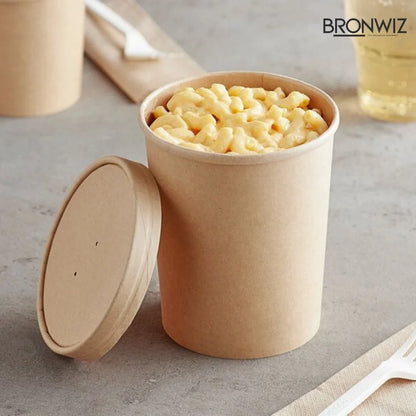 12 Oz Brown Kraft Paper Containers With Paper Lid