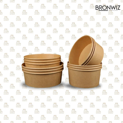 1000 ML Brown Kraft Paper Salad Bowl Without Lid