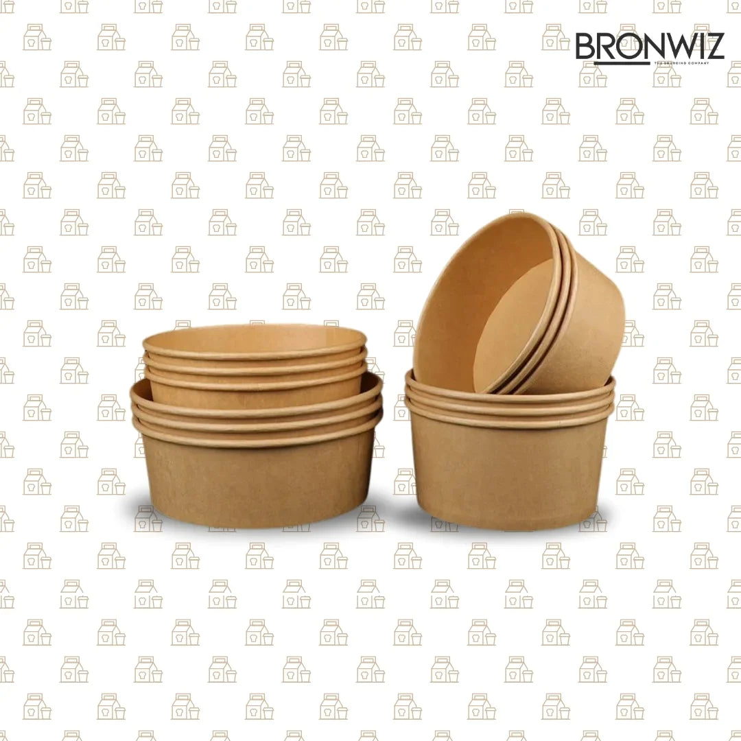 750 ML Brown Kraft Paper Salad Bowl Without Lid