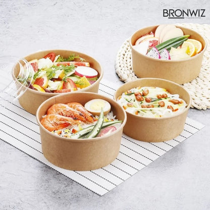 750 ML Brown Kraft Paper Salad Bowl Without Lid