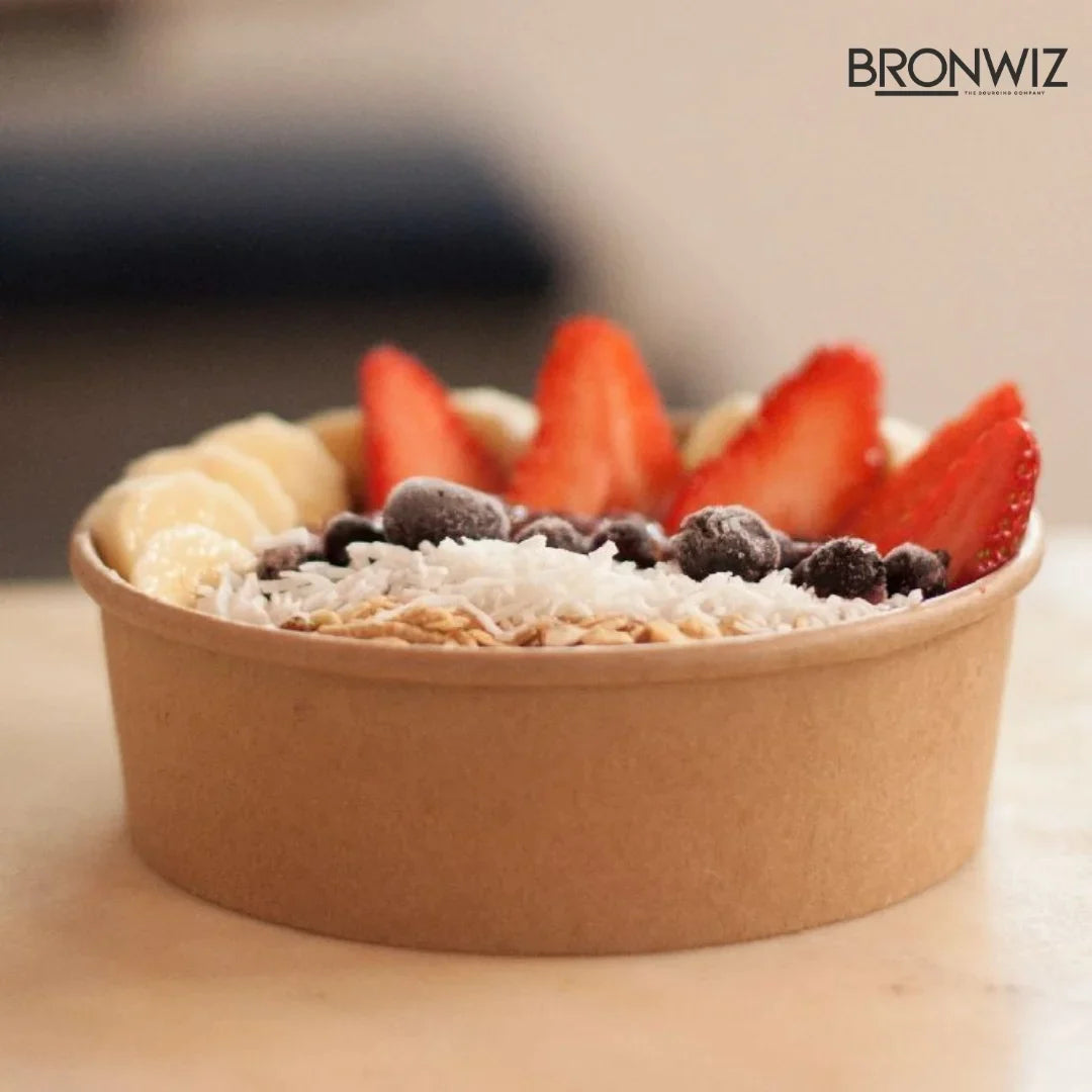 500 ML Brown Kraft Paper Salad Bowl Without Lid