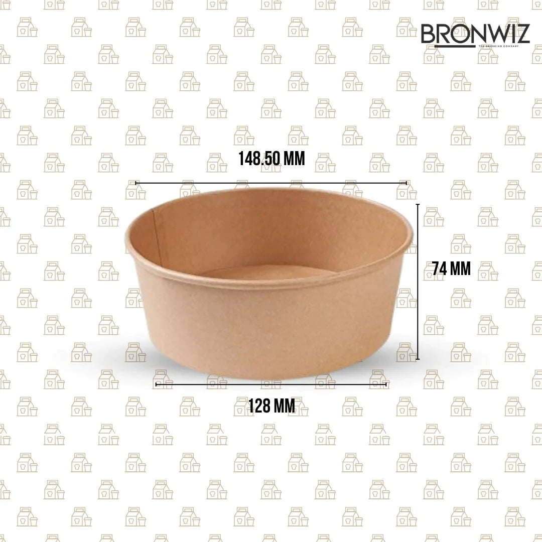 1000 ML Brown Kraft Paper Salad Bowl Without Lid