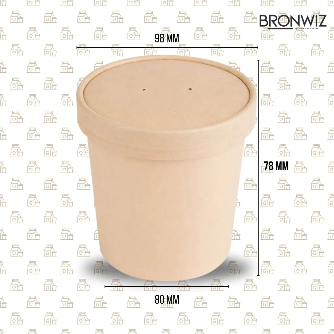 12 Oz Brown Kraft Paper Containers With Paper Lid