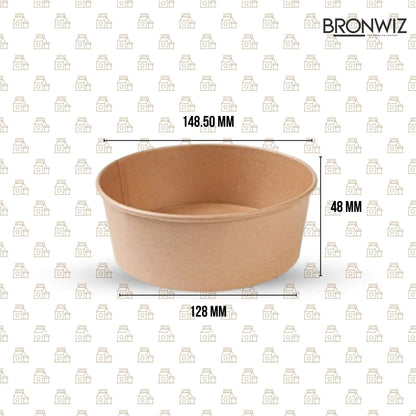 500 ML Brown Kraft Paper Salad Bowl Without Lid