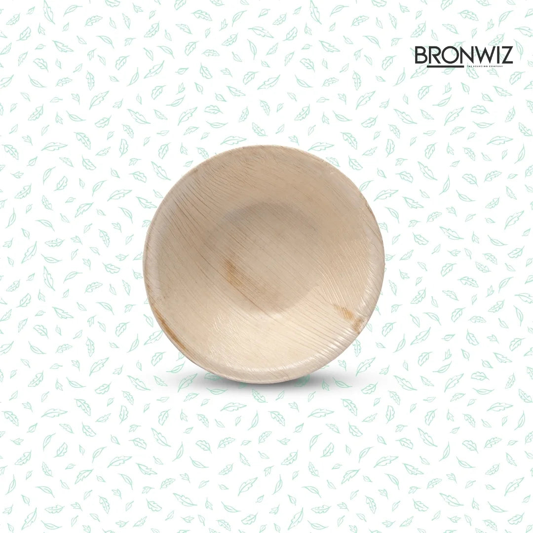 5 Inch Round Palm Leaf Bowl