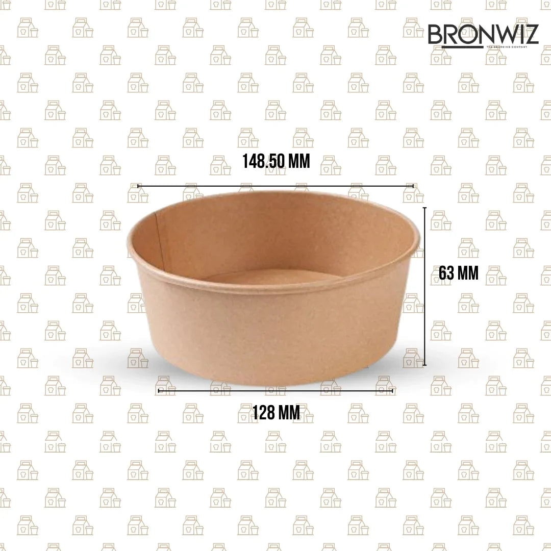 750 ML Brown Kraft Paper Salad Bowl Without Lid