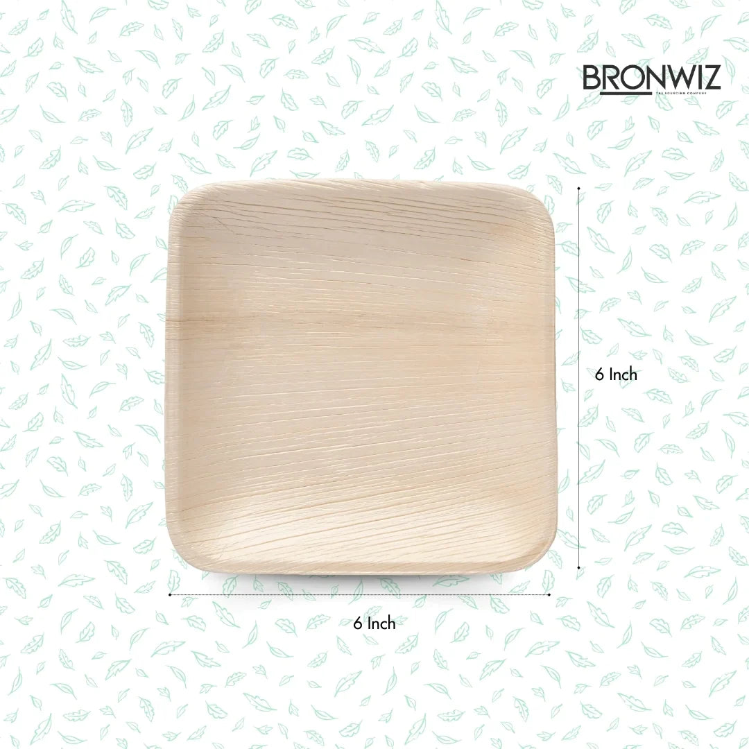 6 Inch Square Palm Leaf Plates